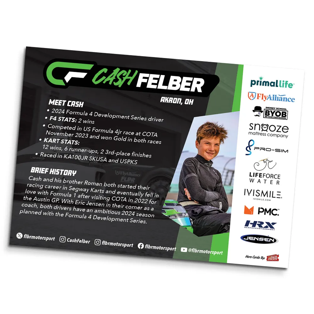 Signed Card - Cash Felber - Back